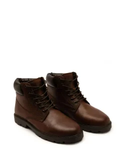 Off The Hook Solo Leather Lace Up Casual Ankle Boots Brown Discount