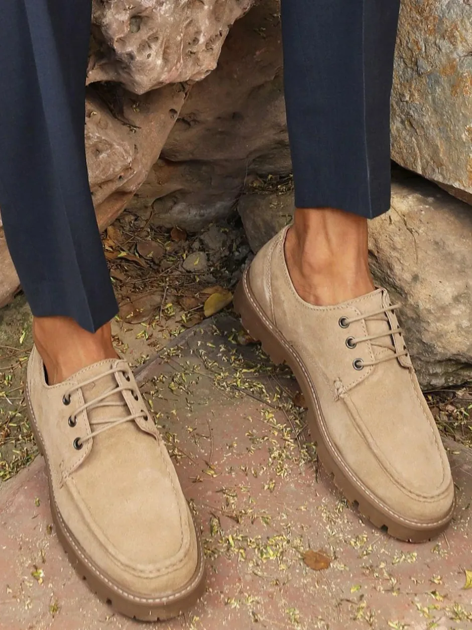 Off The Hook Harvey Suede Leather Casual Lace-Up Boat Shoes Light Brown