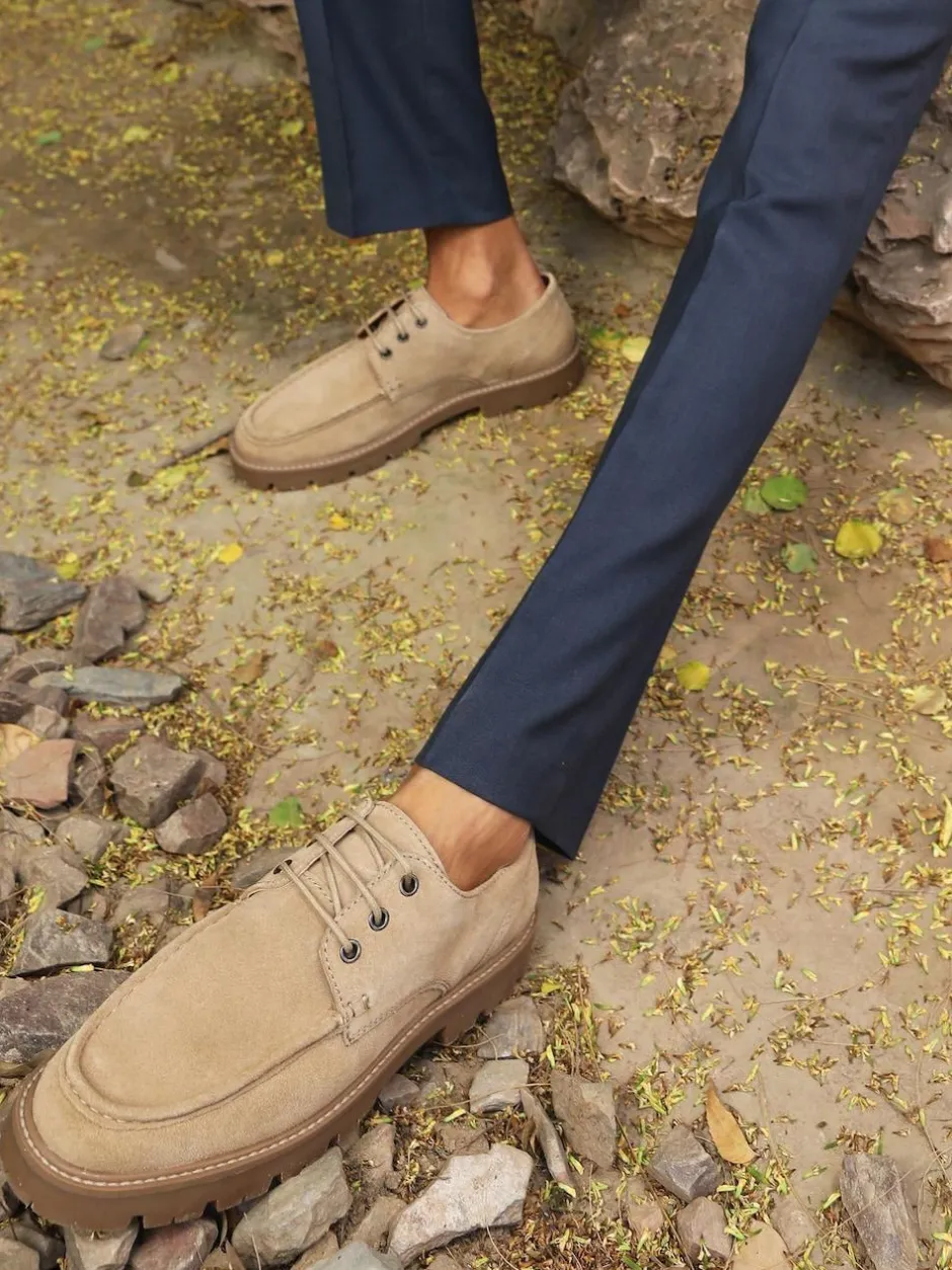 Off The Hook Harvey Suede Leather Casual Lace-Up Boat Shoes Light Brown