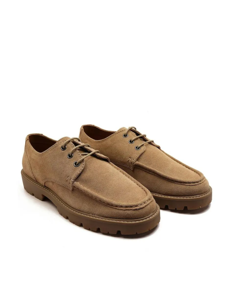 Off The Hook Harvey Suede Leather Casual Lace-Up Boat Shoes Light Brown