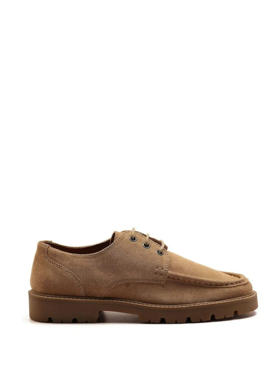 Off The Hook Harvey Suede Leather Casual Lace-Up Boat Shoes Light Brown