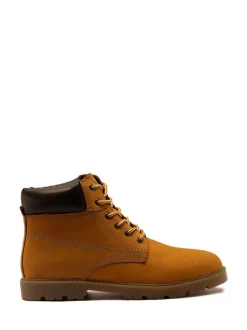 Off The Hook Solo Leather Lace Up Casual Ankle Boots Yellow