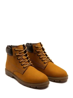 Off The Hook Solo Leather Lace Up Casual Ankle Boots Yellow