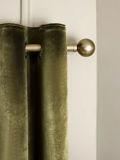 Next Liquid Velvet Blackout/Thermal Eyelet Curtains Olive Green Clearance