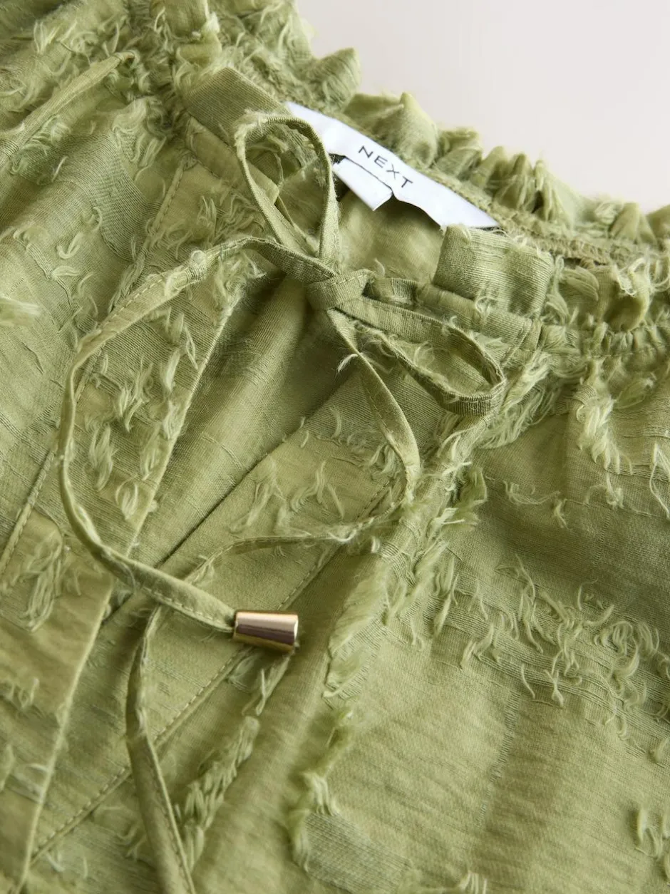 Next Tufty Jacquard Long Sleeve Blouse Olive Green Online