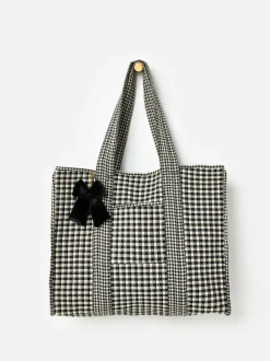 Oliver Bonas Black Gingham FabricnTote Bag Best