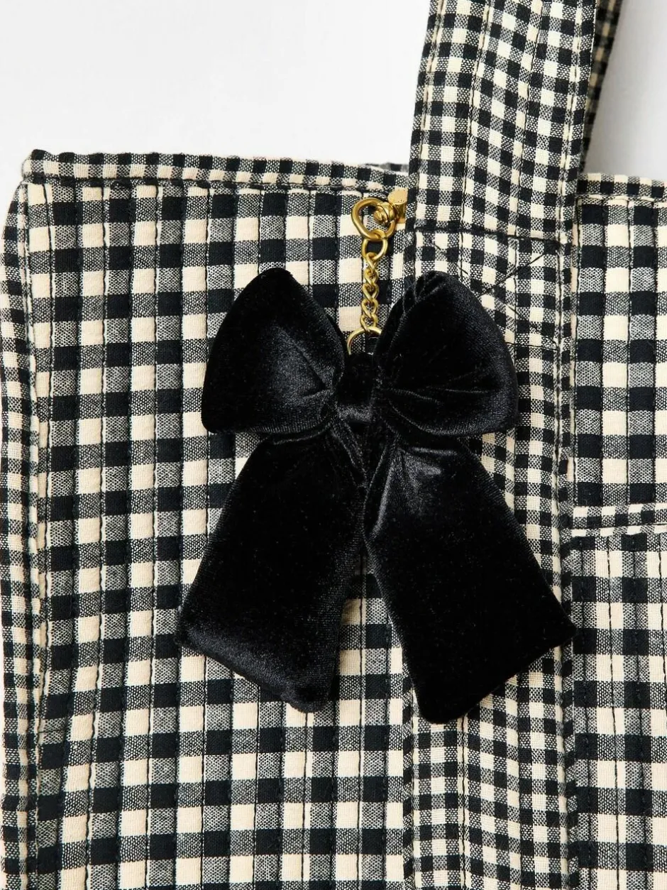 Oliver Bonas Black Gingham FabricnTote Bag Best
