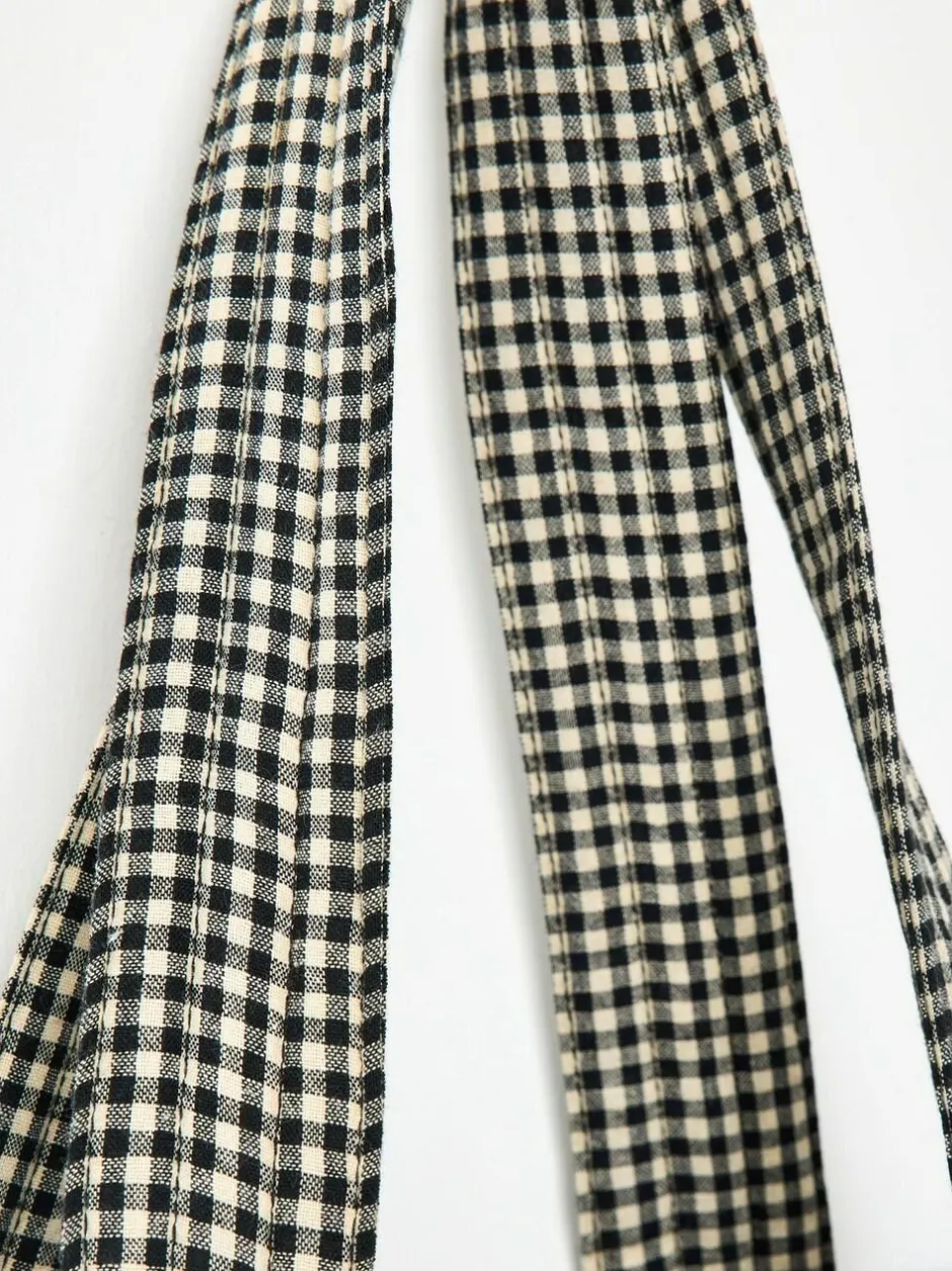 Oliver Bonas Black Gingham FabricnTote Bag Best