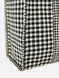 Oliver Bonas Black Gingham FabricnTote Bag Best