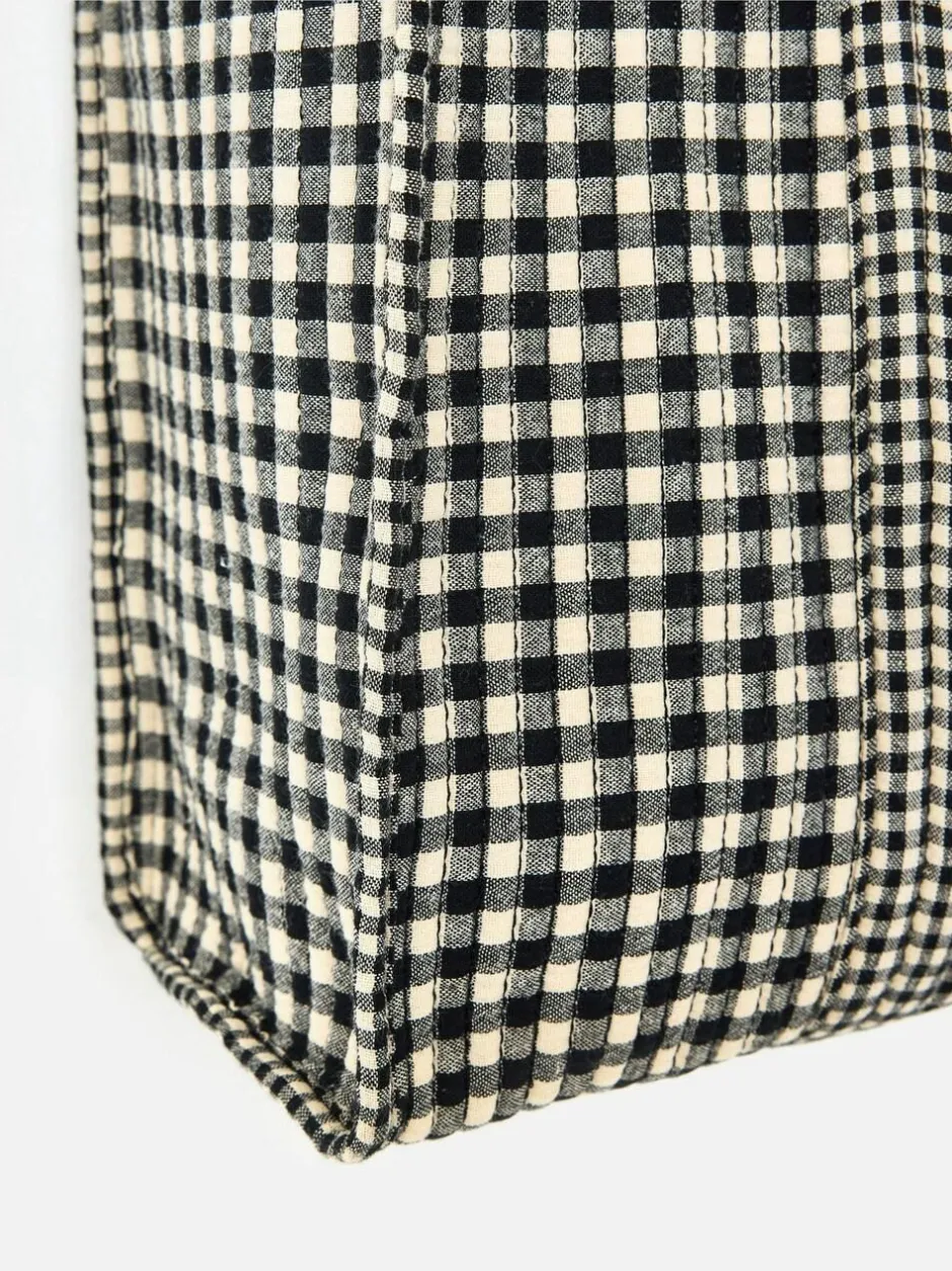Oliver Bonas Black Gingham FabricnTote Bag Best