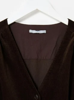 Oliver Bonas Brown Corduroy V-Neck Tie Waist Jumpsuit