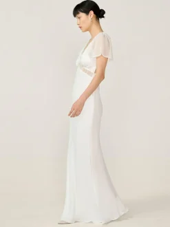Omnes White Meadow Bridal Maxi Dress with Lace Detail New