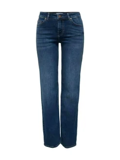 ONLY Blush Mid Rise Straight Leg Jeans With Super Stretch Dark Blue Sale