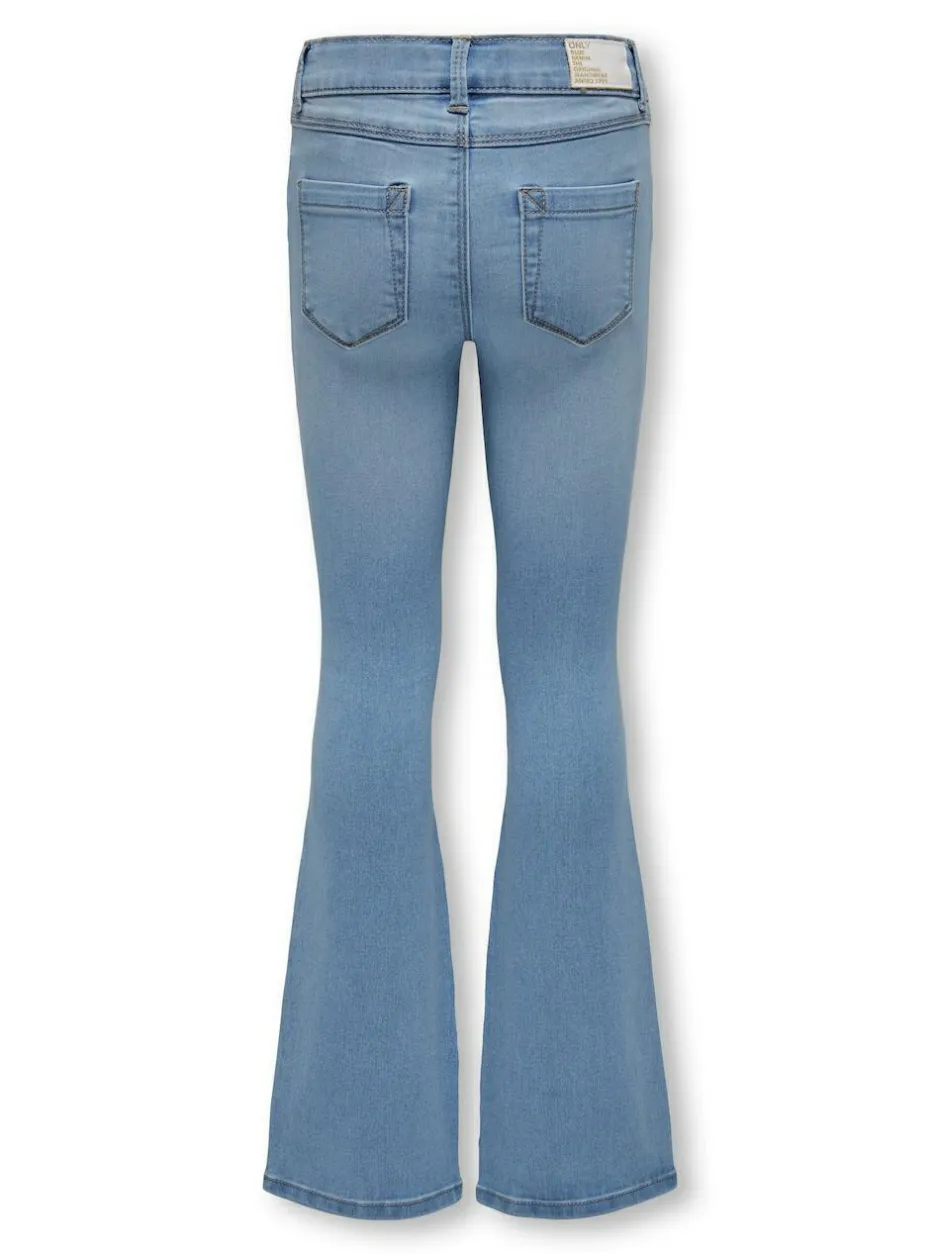 ONLY KIDS Flare Leg Jeans With Adjustable Waist Light Blue Hot