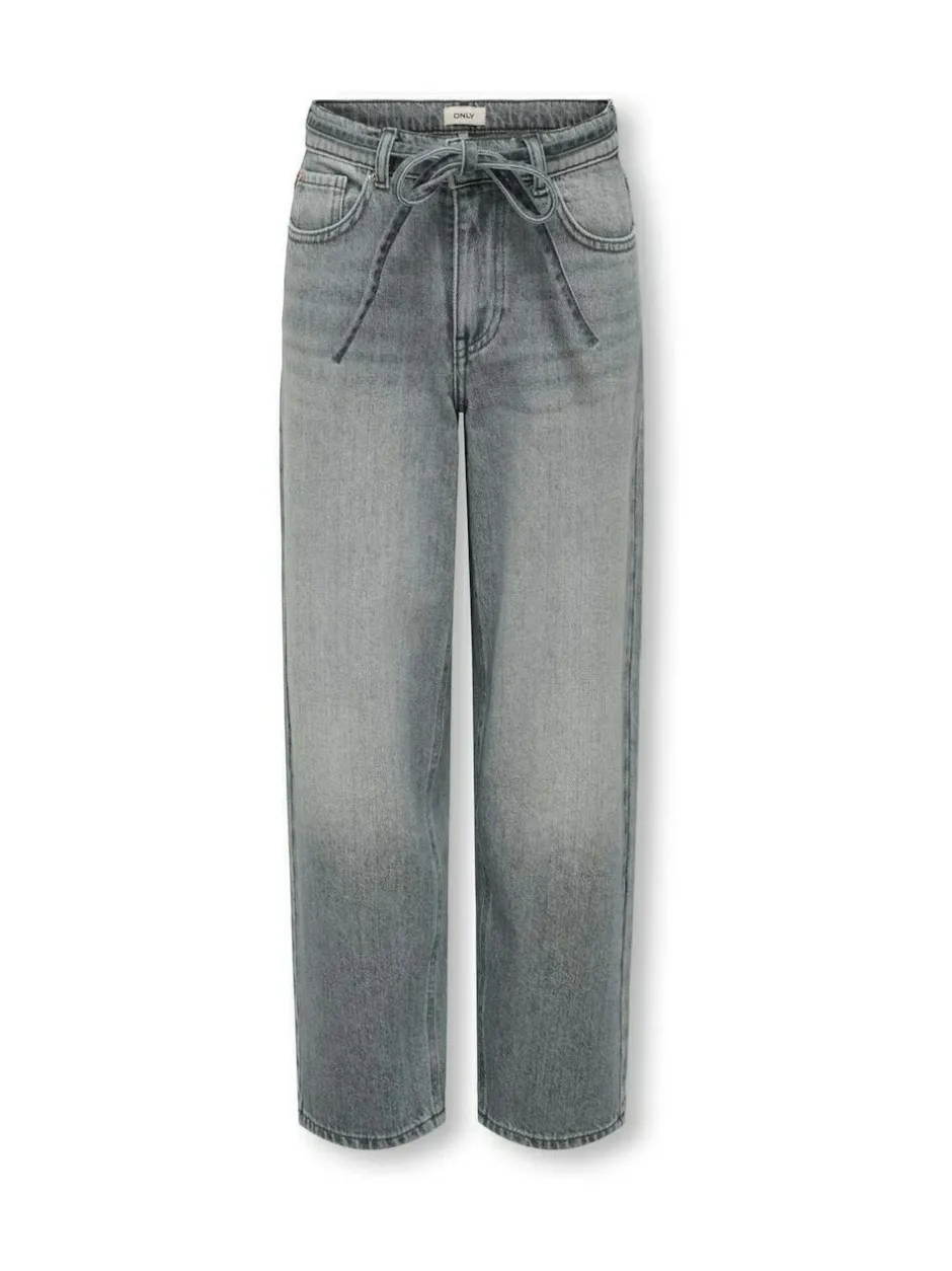 ONLY KIDS Grey Gianna Tie Waist Straight Fit Jeans