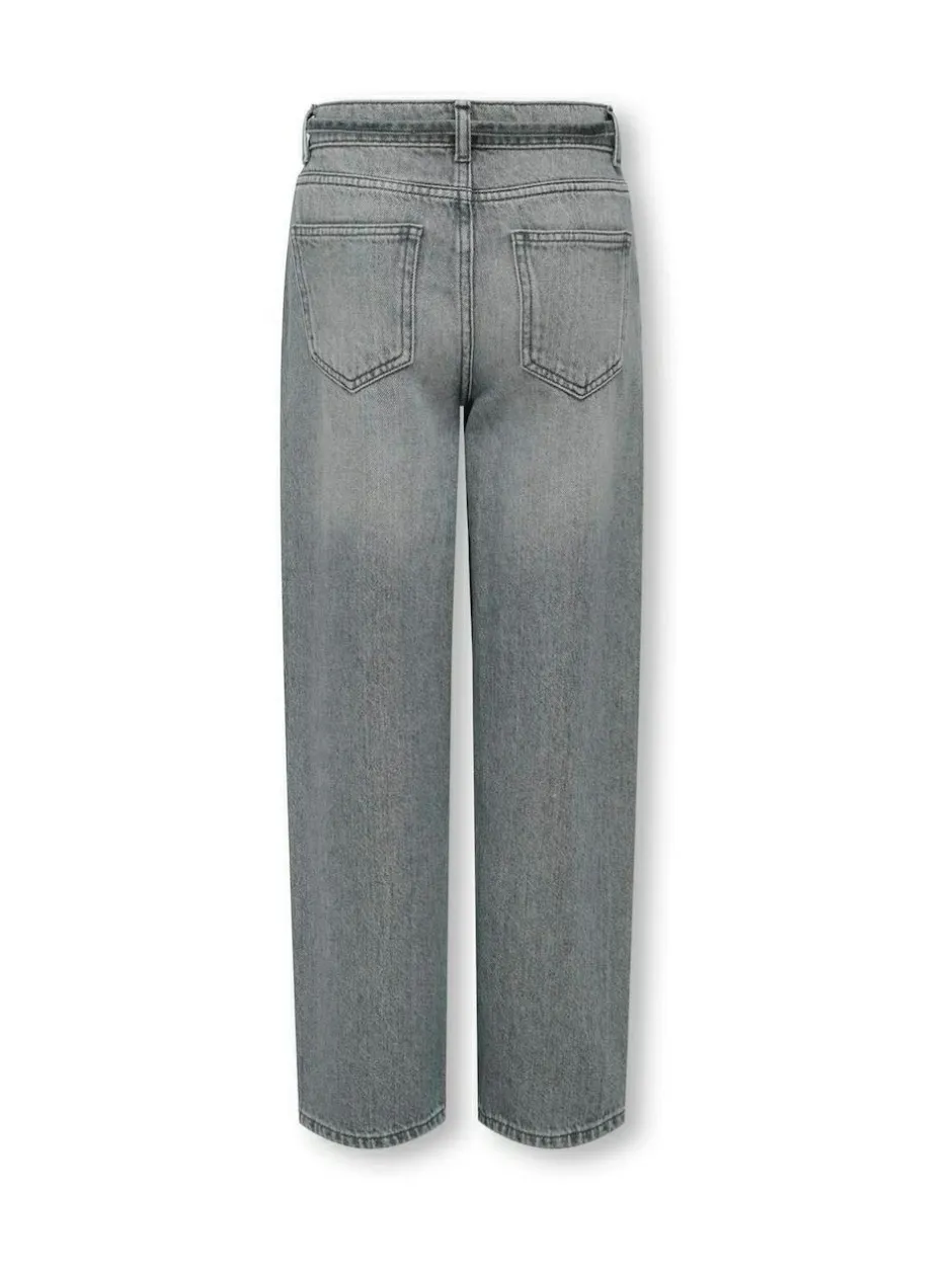 ONLY KIDS Grey Gianna Tie Waist Straight Fit Jeans