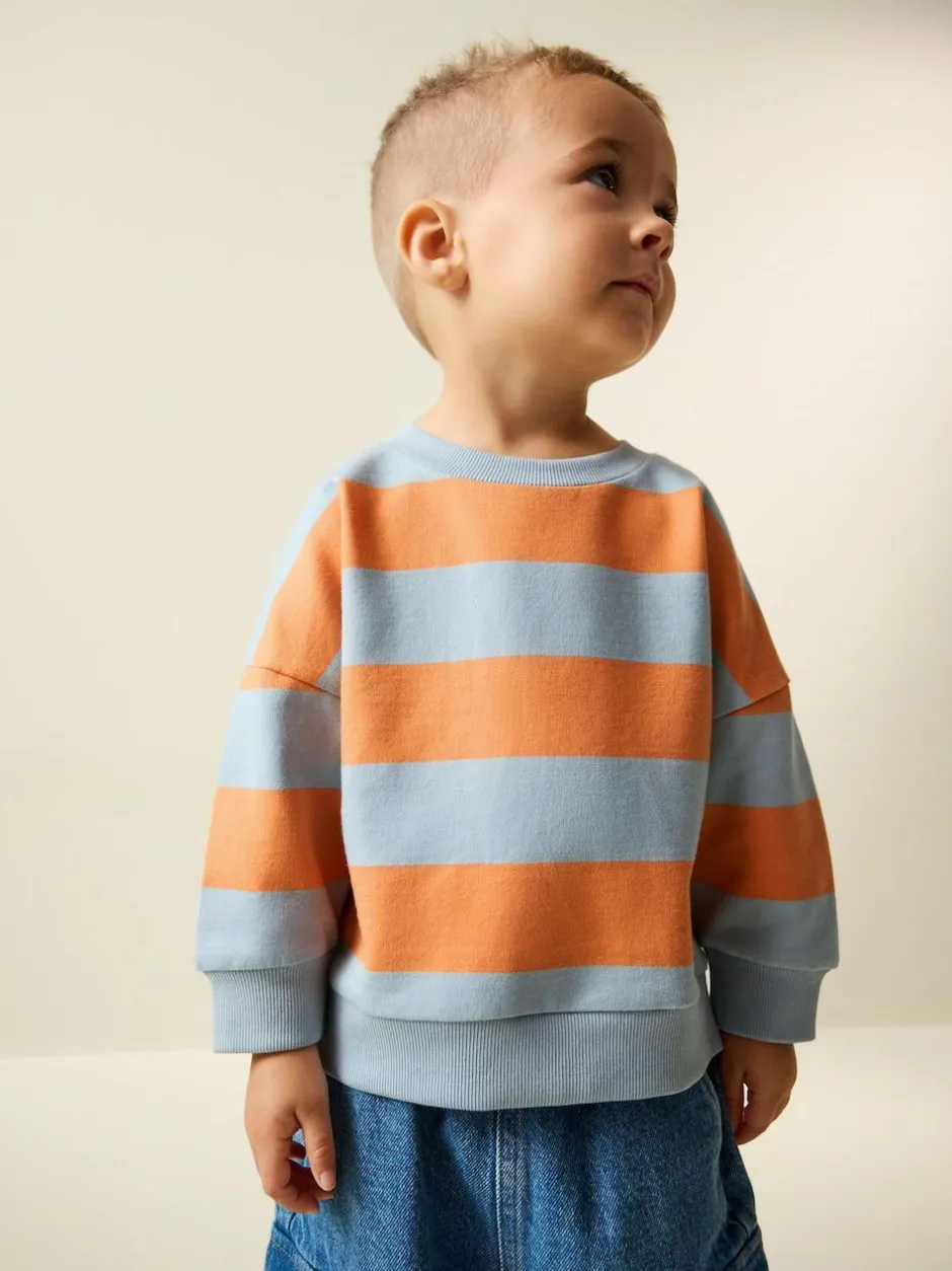Next Orange & Blue Stripe All-Over Print Crew Neck Sweatshirt (3mths-7yrs) Hot