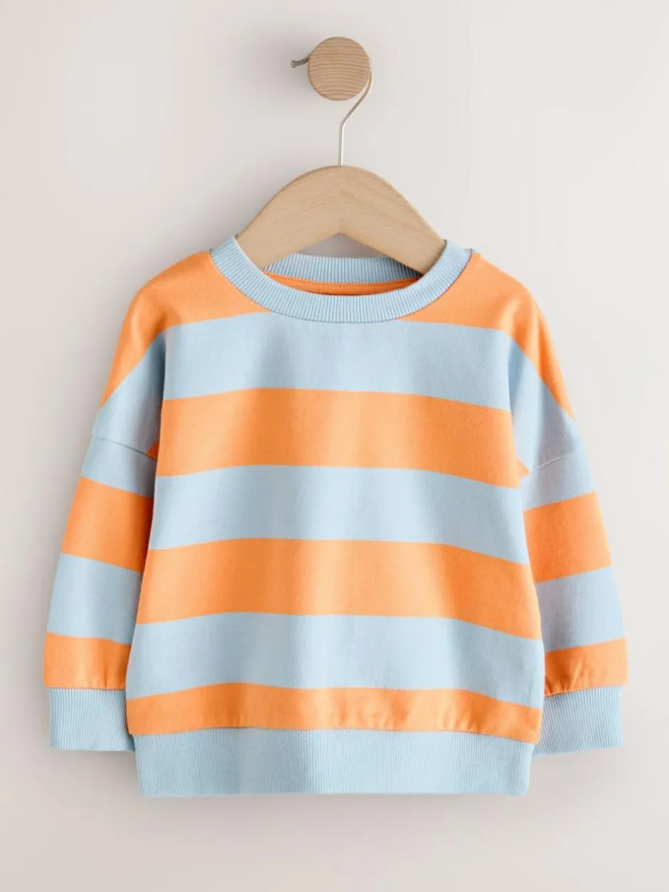 Next Orange & Blue Stripe All-Over Print Crew Neck Sweatshirt (3mths-7yrs) Hot