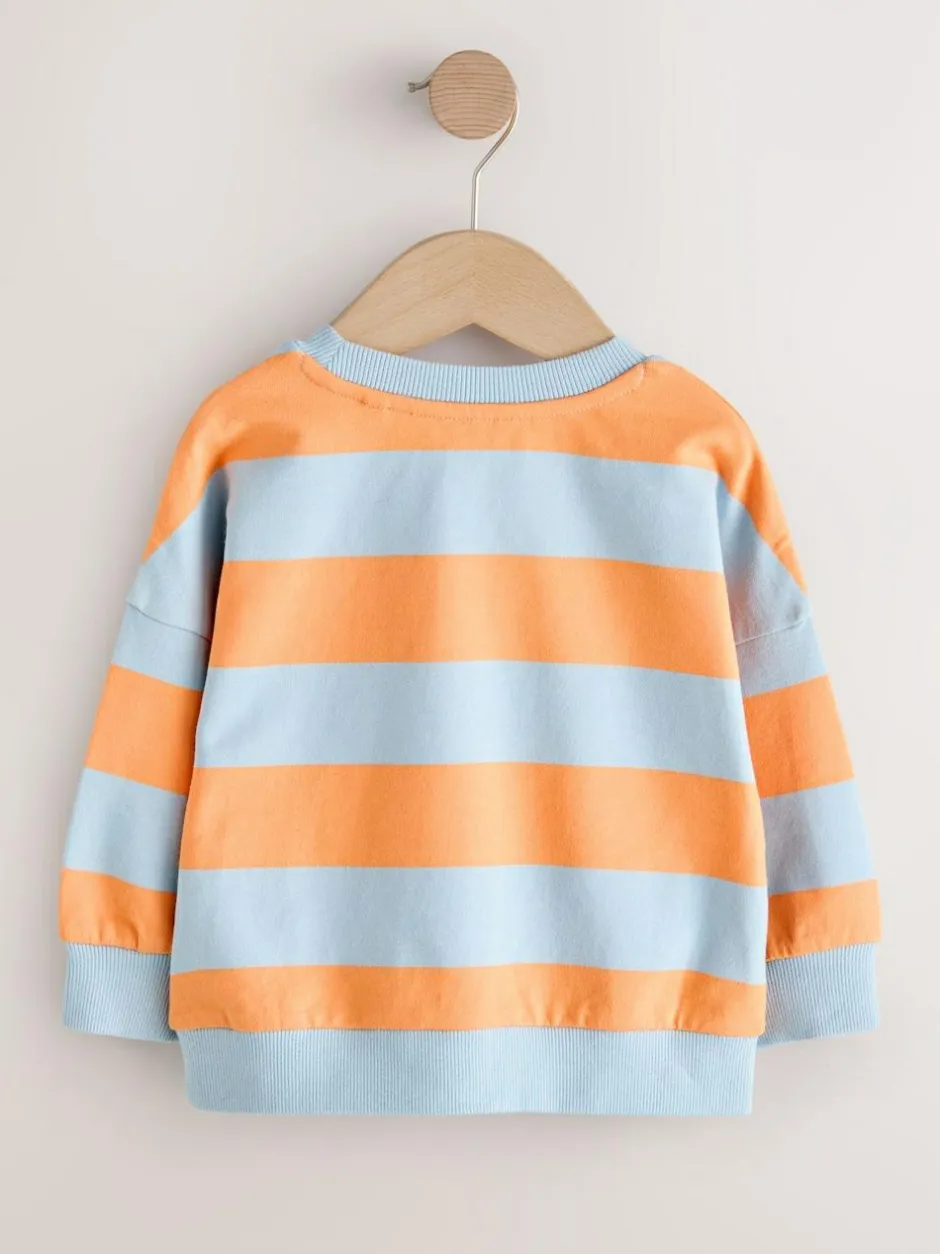 Next Orange & Blue Stripe All-Over Print Crew Neck Sweatshirt (3mths-7yrs) Hot