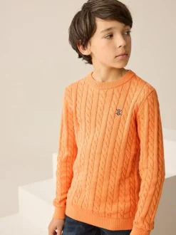Next Orange Cable Knit Crew Neck Jumper (3-16yrs) Hot