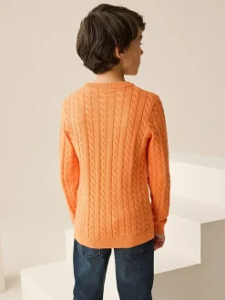 Next Orange Cable Knit Crew Neck Jumper (3-16yrs) Hot