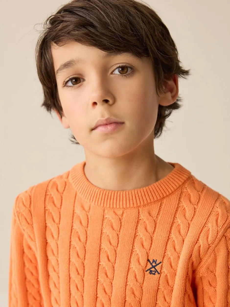 Next Orange Cable Knit Crew Neck Jumper (3-16yrs) Hot