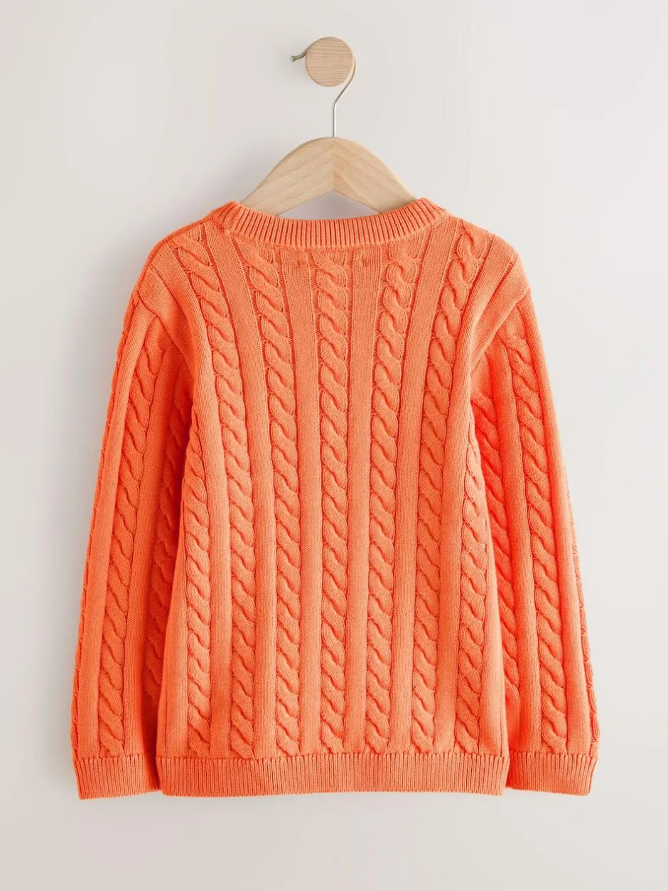 Next Orange Cable Knit Crew Neck Jumper (3-16yrs) Hot