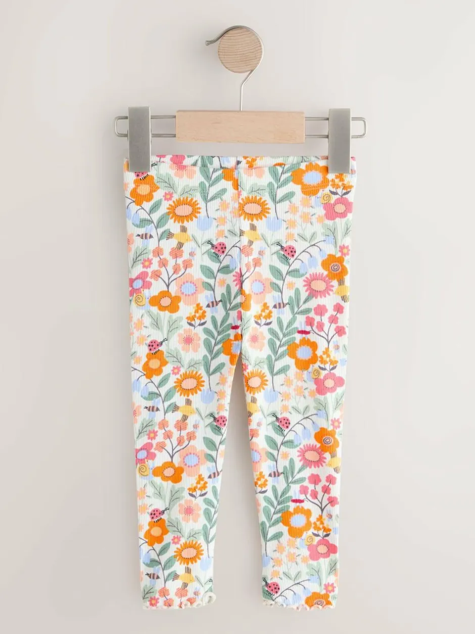 Next Ribbed Leggings (3mths-7yrs) Orange Ditsy Floral