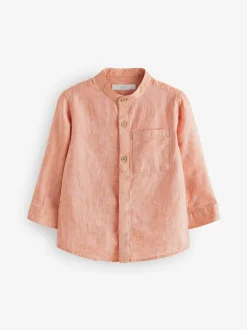 Next Orange Grandad Collar Linen Mix Shirt (3mths-7yrs) Best