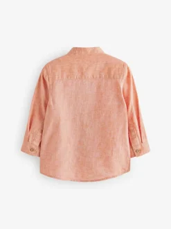 Next Orange Grandad Collar Linen Mix Shirt (3mths-7yrs) Best