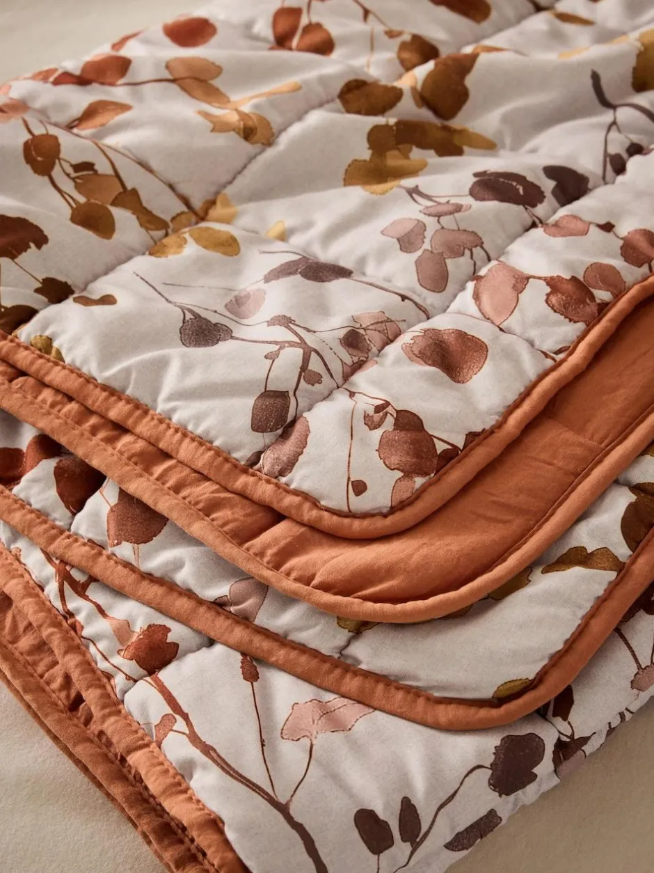 Next Honesty Floral Print Reversible Bedspread Orange Clearance