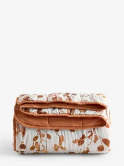 Next Honesty Floral Print Reversible Bedspread Orange Clearance