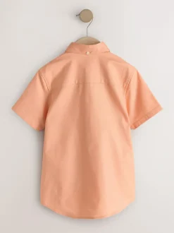 Next Orange Logo Short Sleeve Cotton Rich Oxford Shirt (3-16yrs)