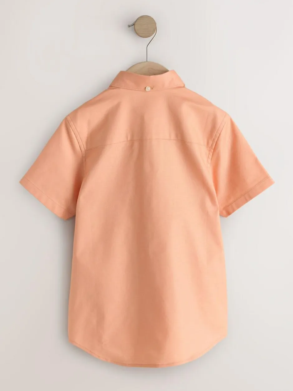 Next Orange Logo Short Sleeve Cotton Rich Oxford Shirt (3-16yrs)