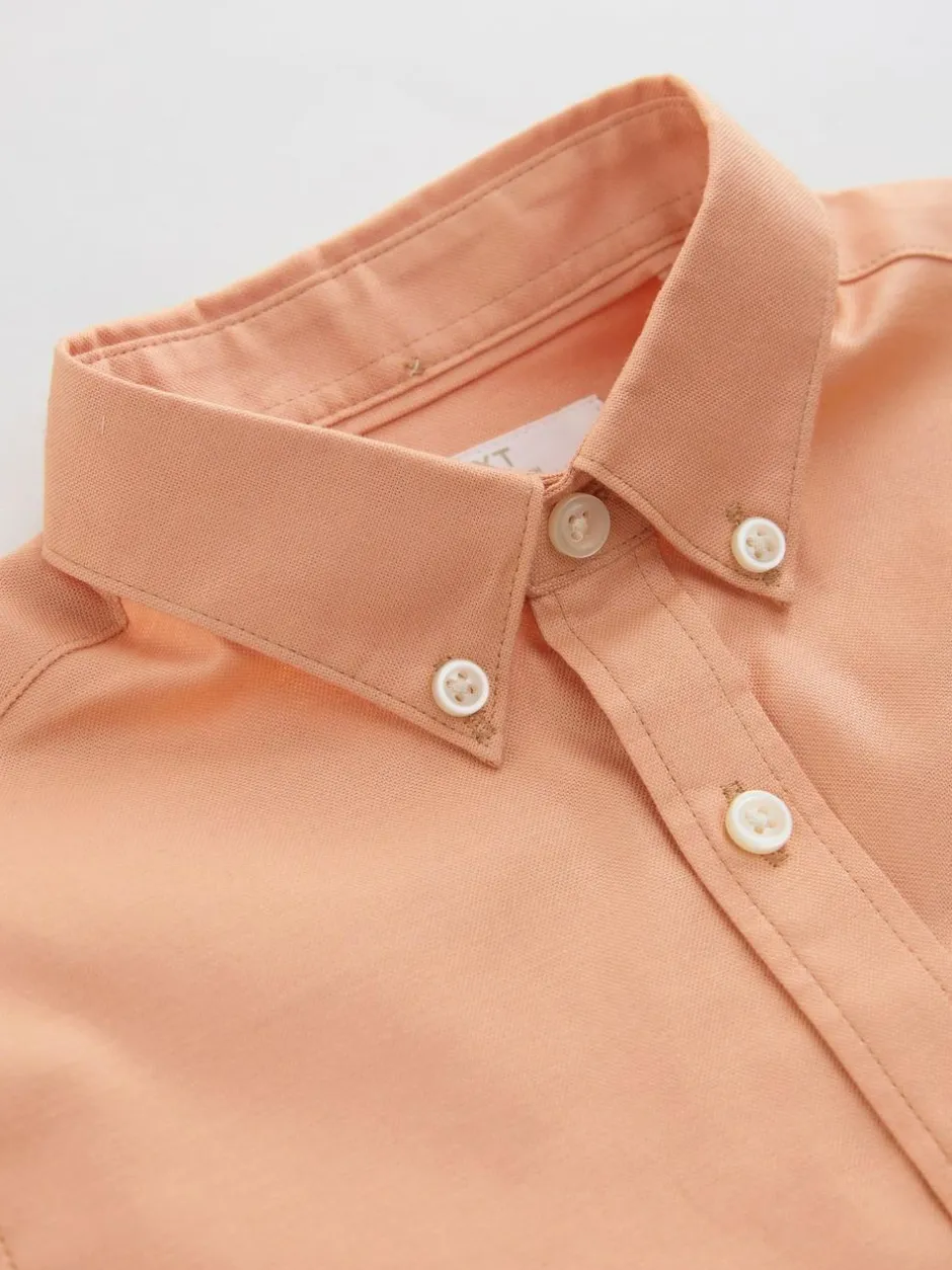 Next Orange Logo Short Sleeve Cotton Rich Oxford Shirt (3-16yrs)