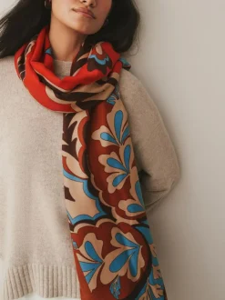 Next Orange Paisley Print Midweight Scarf Online