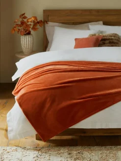 Next Orange Plush Fleece Throw New