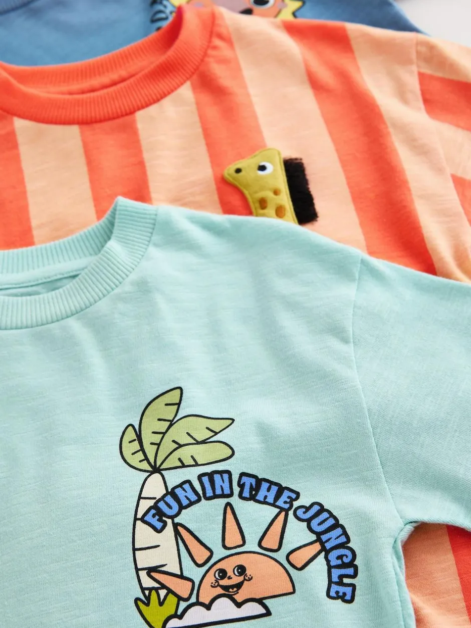 Next Orange Safari Short Sleeve Graphic T-Shirts 3 Pack (3mths-7yrs) Online