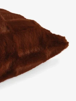 Next Textured Faux Fur Check Cushion Orange Outlet