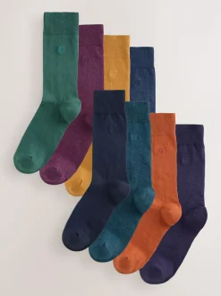 Next 8 Pack Embroidered Lasting Fresh Socks Orange/Green/Blue Online