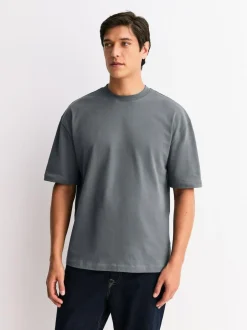 Next Relaxed Fit Heavyweight T-Shirts 5 Pack Orange/Grey/Green/Navy Blue/Red