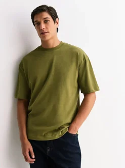 Next Relaxed Fit Heavyweight T-Shirts 5 Pack Orange/Grey/Green/Navy Blue/Red