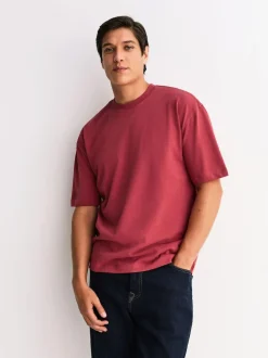 Next Relaxed Fit Heavyweight T-Shirts 5 Pack Orange/Grey/Green/Navy Blue/Red