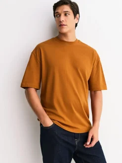 Next Relaxed Fit Heavyweight T-Shirts 5 Pack Orange/Grey/Green/Navy Blue/Red