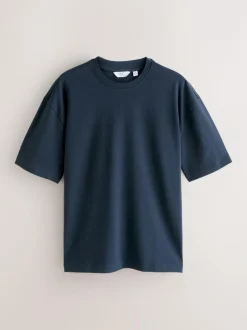 Next Relaxed Fit Heavyweight T-Shirts 5 Pack Orange/Grey/Green/Navy Blue/Red
