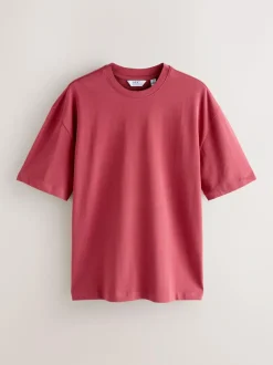 Next Relaxed Fit Heavyweight T-Shirts 5 Pack Orange/Grey/Green/Navy Blue/Red