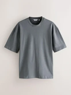 Next Relaxed Fit Heavyweight T-Shirts 5 Pack Orange/Grey/Green/Navy Blue/Red