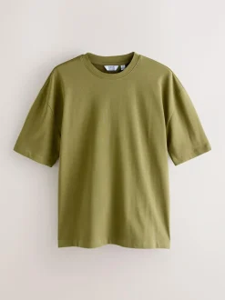 Next Relaxed Fit Heavyweight T-Shirts 5 Pack Orange/Grey/Green/Navy Blue/Red