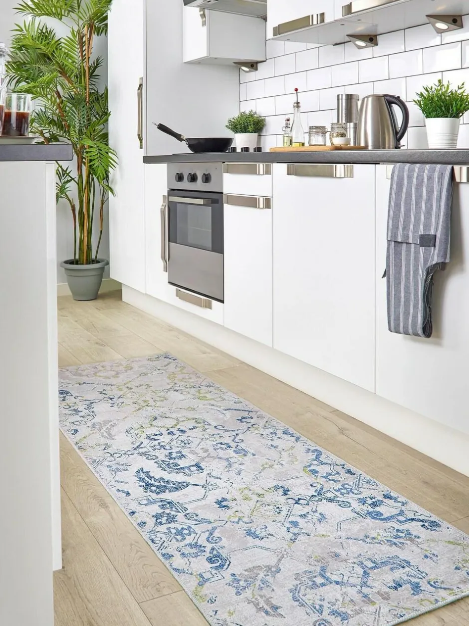 Origin Rugs Blue Easy Care Washable Florence Runner Outlet