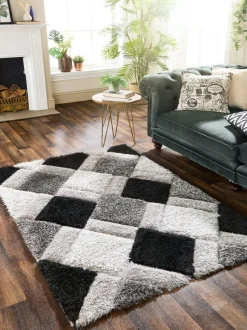 Origin Rugs Grey 3D GEO Shaggy Rug Outlet